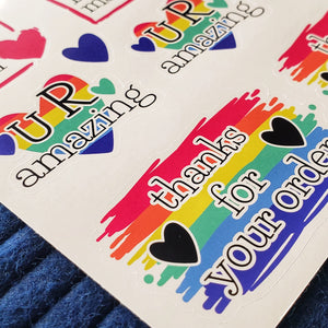 Rainbow color Thank You Happy Mail Stickers