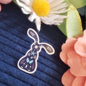 Floral bunny sticker