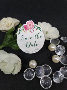 Save the Date floral Custom Logo OR Text - DIE CUT STICKERS