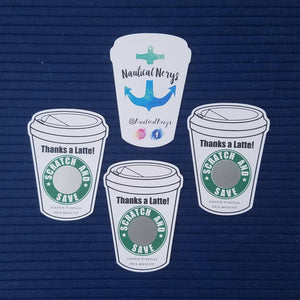 Nautical Nerys Coffee Cup Scratch and Save Card - Starbucks style