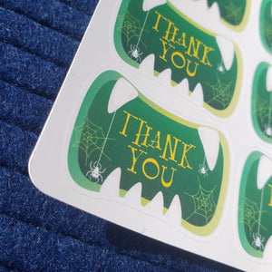 Monster teeth Thank You Halloween Stickers
