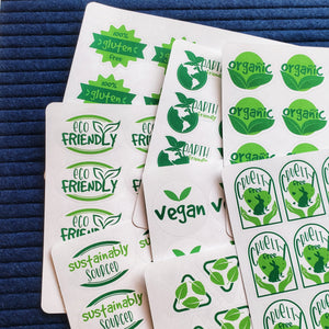Enviro collection stickers on white paper