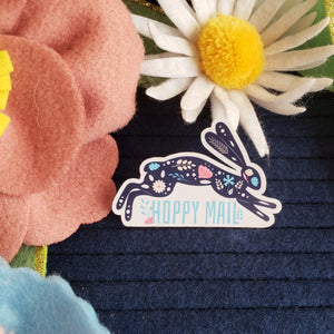Hoppy Mail floral bunny sticker