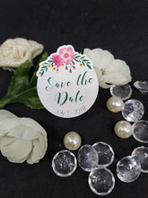 Load image into Gallery viewer, Save the Date floral Custom Logo OR Text - DIE CUT STICKERS
