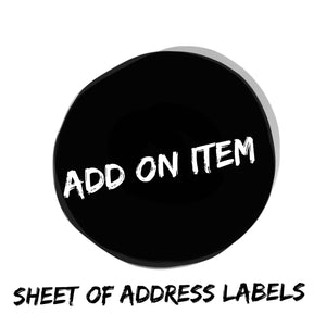 Sheet of Address labels - Add-On item ONLY