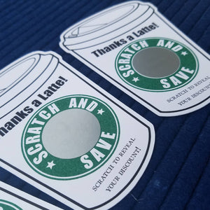 Coffee Cup Scratch and Save Card - Starbucks style